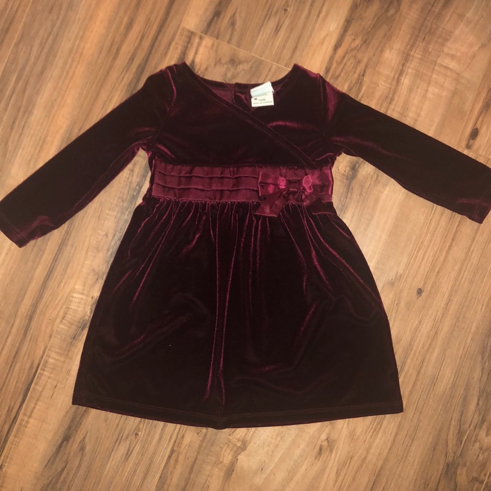 Burgundy Velvet Long Sleeved Dress